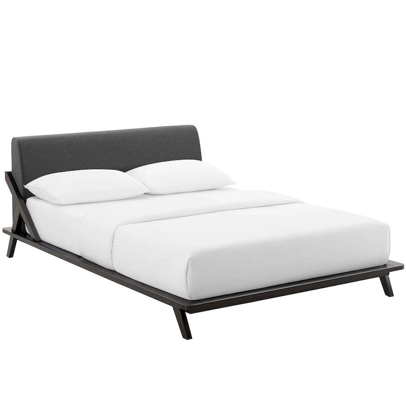 Lit plateforme Luella Queen en tissu rembourré