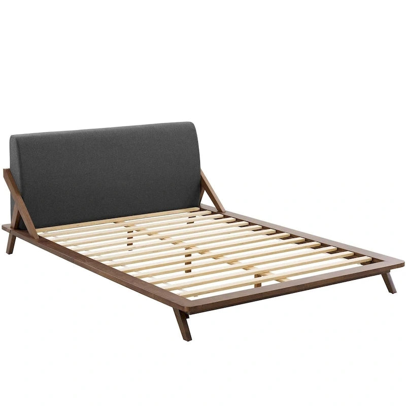 Lit plateforme Luella Queen en tissu rembourré