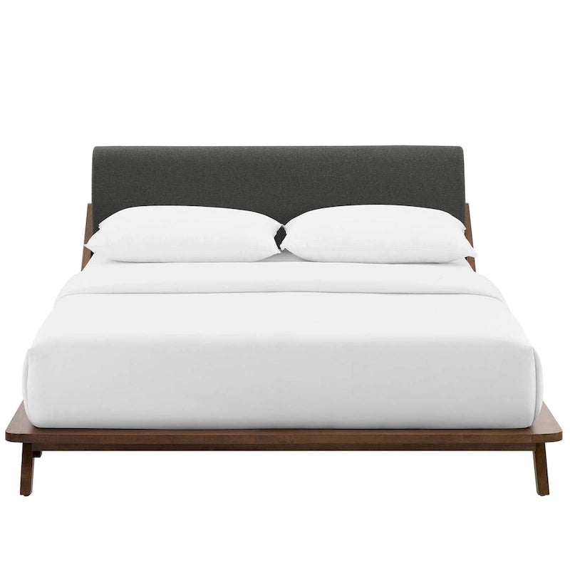 Lit plateforme Luella Queen en tissu rembourré