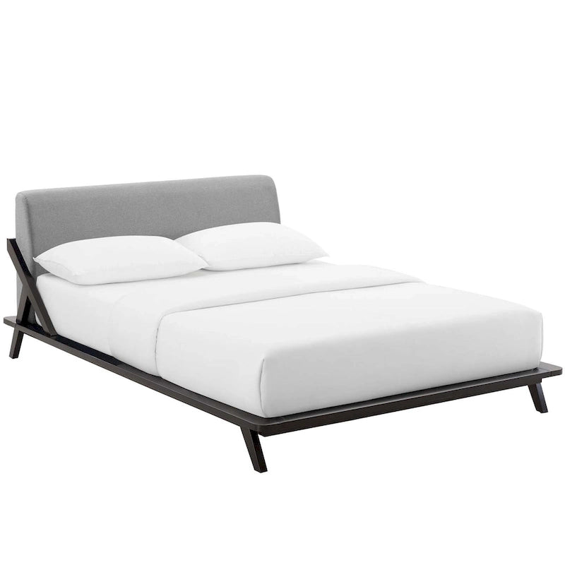 Lit plateforme Luella Queen en tissu rembourré