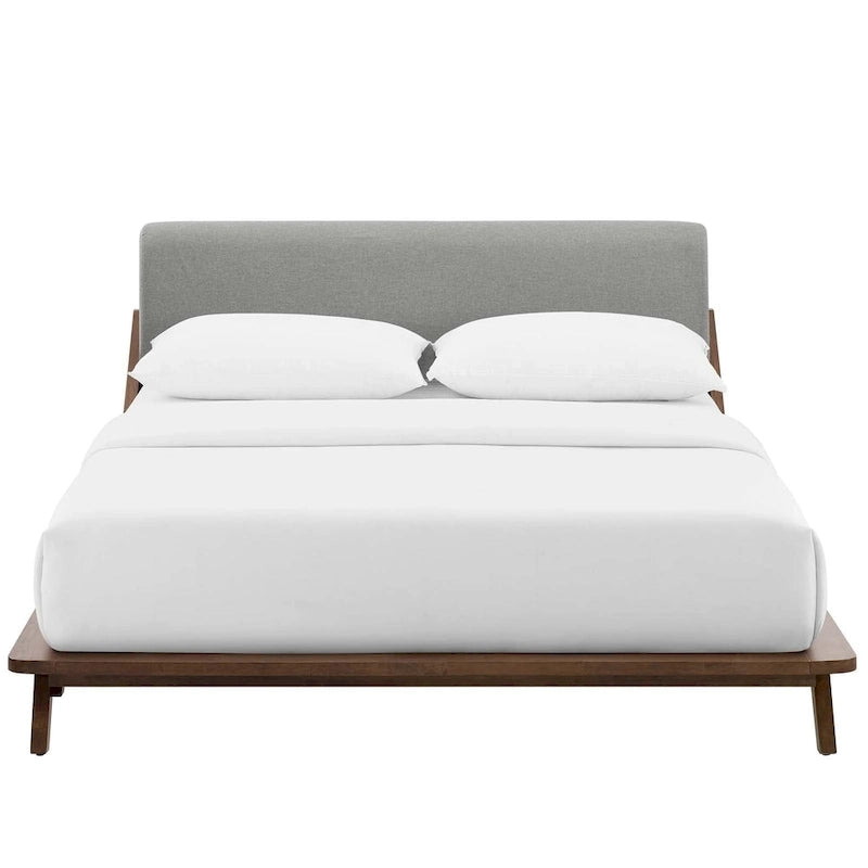 Lit plateforme Luella Queen en tissu rembourré