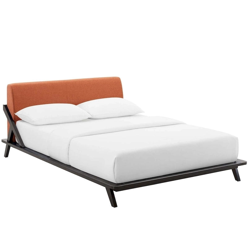 Lit plateforme Luella Queen en tissu rembourré