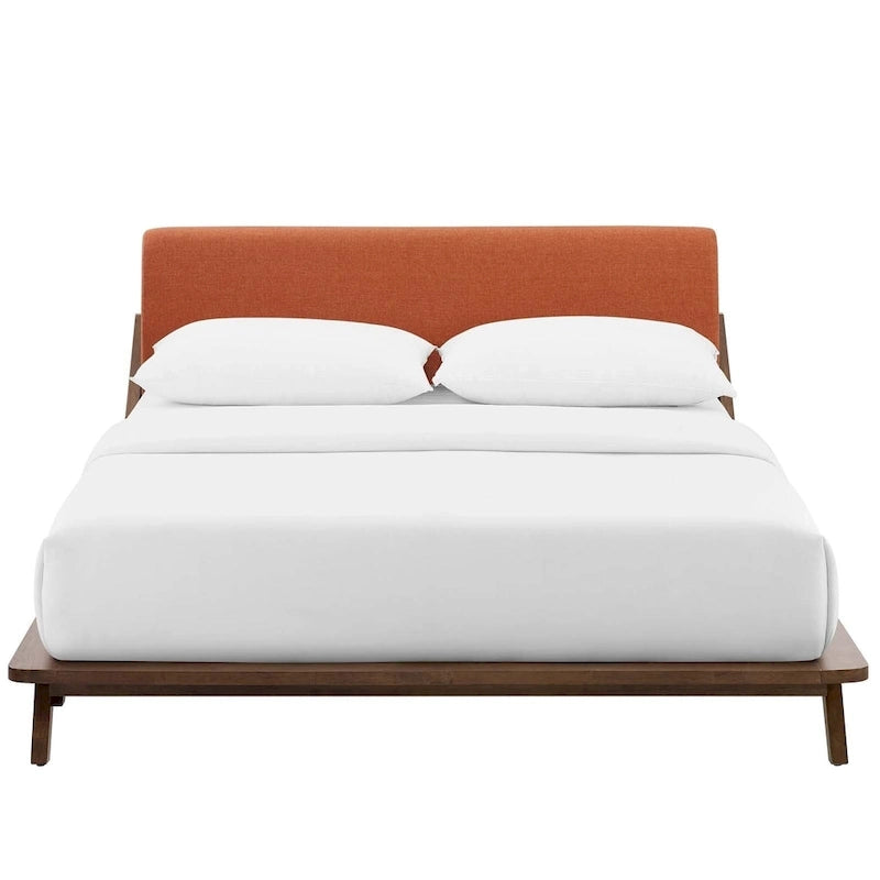 Lit plateforme Luella Queen en tissu rembourré