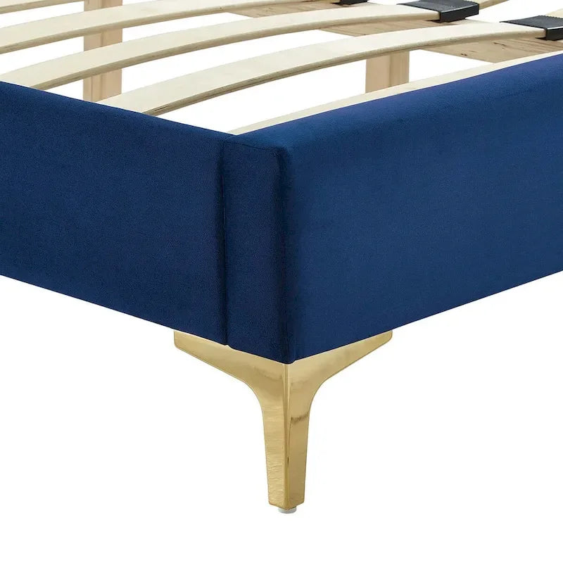 Lit plateforme complet Zahra en velours performant capitonné