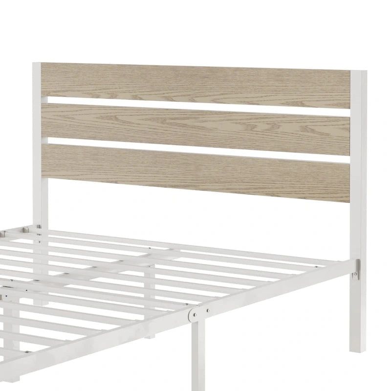 Cadre de lit plateforme Javlergo avec tête de lit en bois, support à lattes métalliques robustes, aucun sommier requis