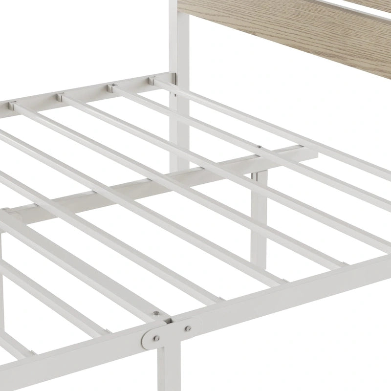 Cadre de lit plateforme Javlergo avec tête de lit en bois, support à lattes métalliques robustes, aucun sommier requis