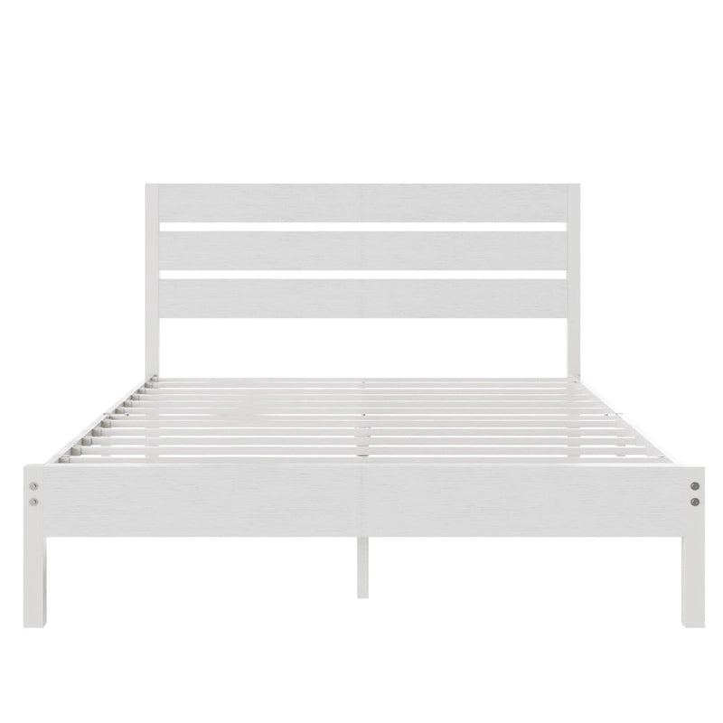 Cadre de lit plateforme Javlergo avec tête de lit en bois, support à lattes métalliques robustes, aucun sommier requis
