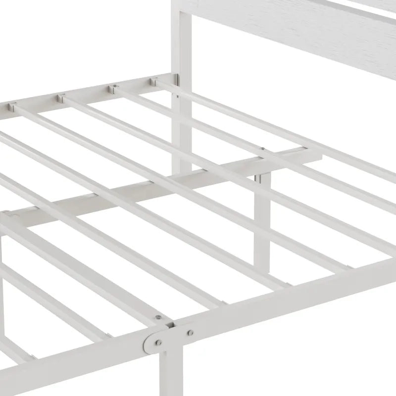 Cadre de lit plateforme Javlergo avec tête de lit en bois, support à lattes métalliques robustes, aucun sommier requis