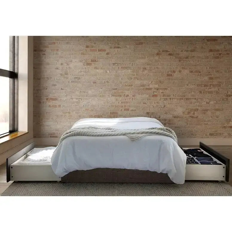 Lit plateforme rembourré Mammoth avec 2 tiroirs de rangement