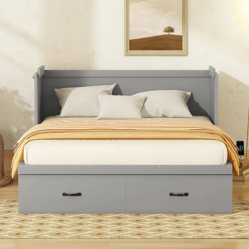 Lit escamotable avec port USB et grand tiroir