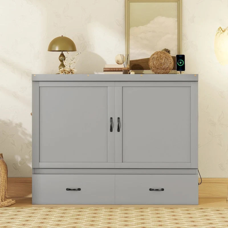 Lit escamotable avec port USB et grand tiroir