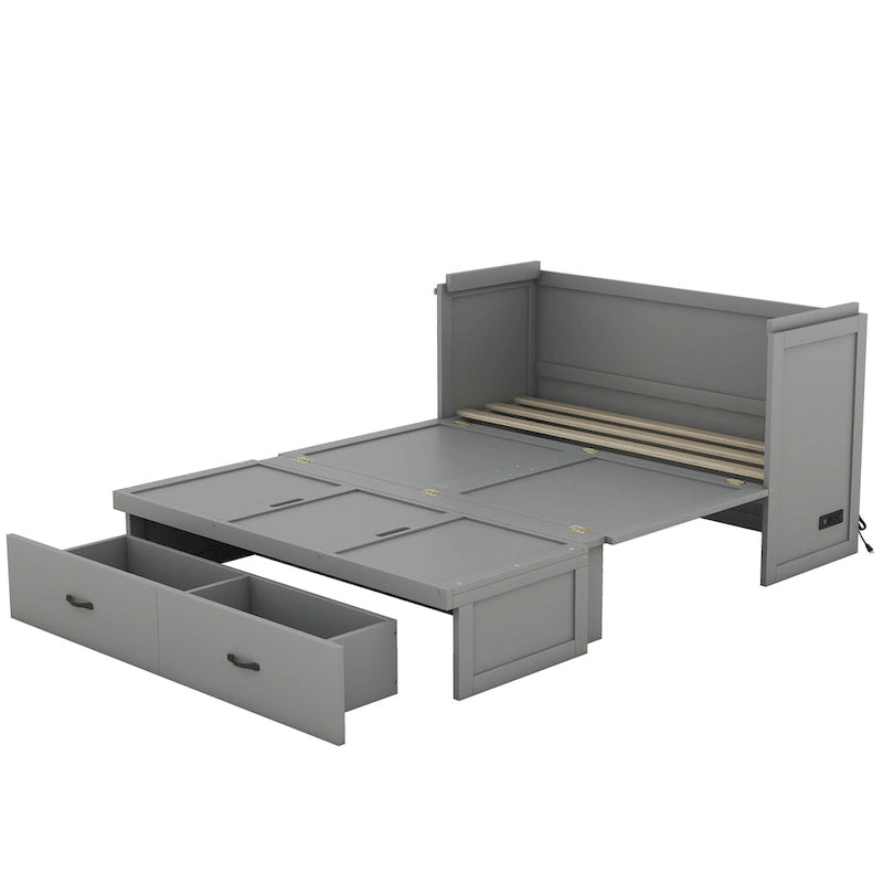 Lit escamotable avec port USB et grand tiroir