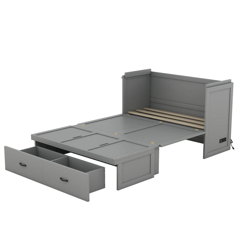 Lit escamotable avec port USB et grand tiroir