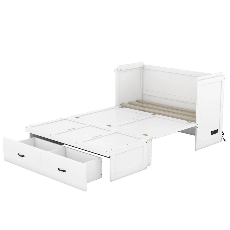 Lit escamotable avec port USB et grand tiroir