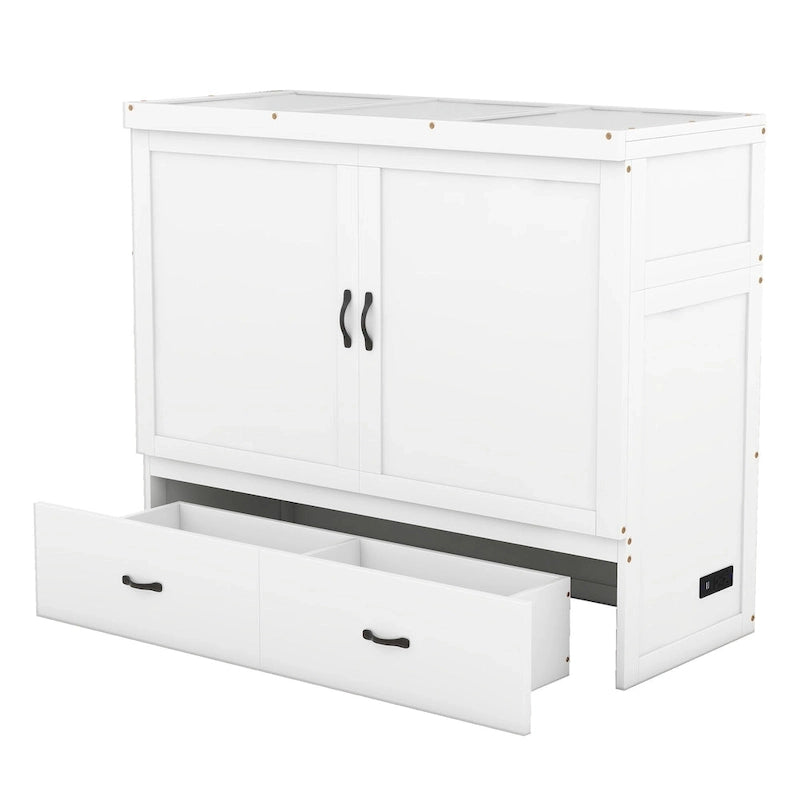 Lit escamotable avec port USB et grand tiroir