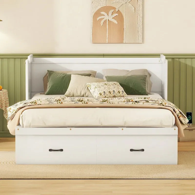 Lit escamotable avec port USB et grand tiroir