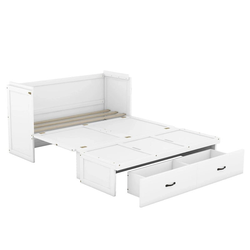 Lit escamotable avec port USB et grand tiroir