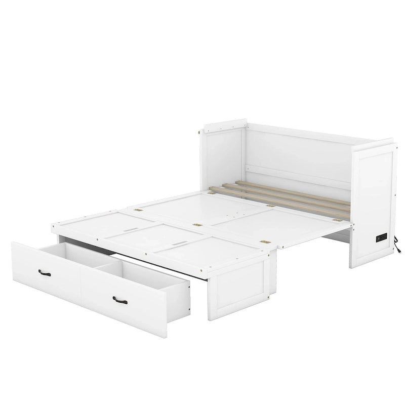 Lit escamotable avec port USB et grand tiroir