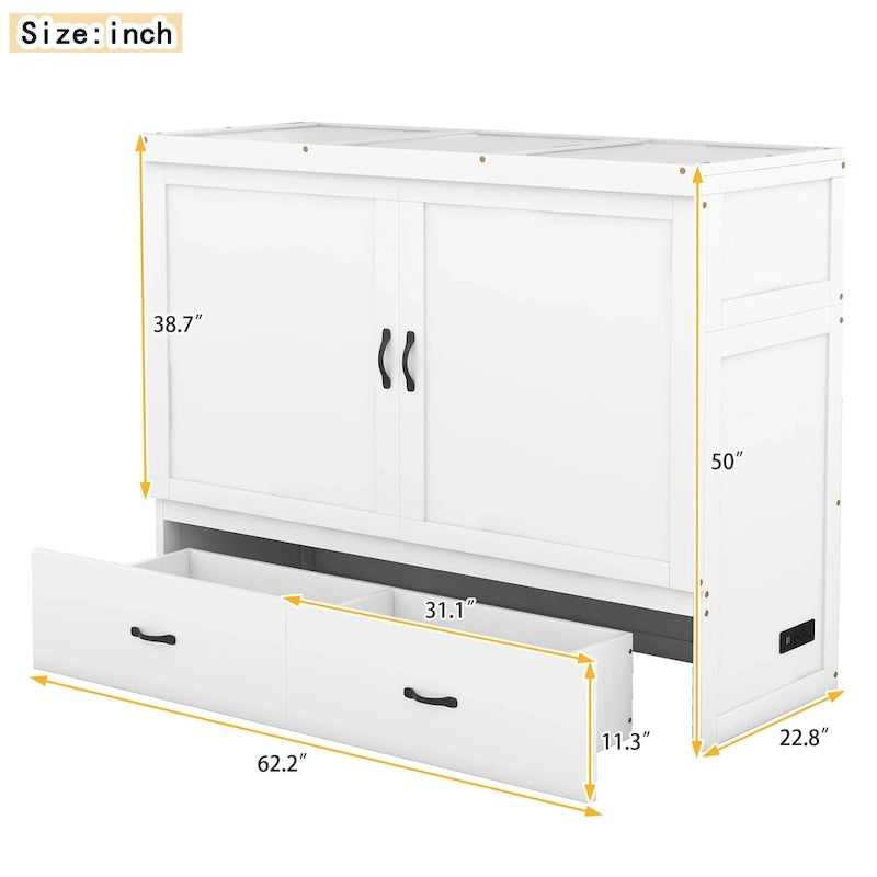 Lit escamotable avec port USB et grand tiroir