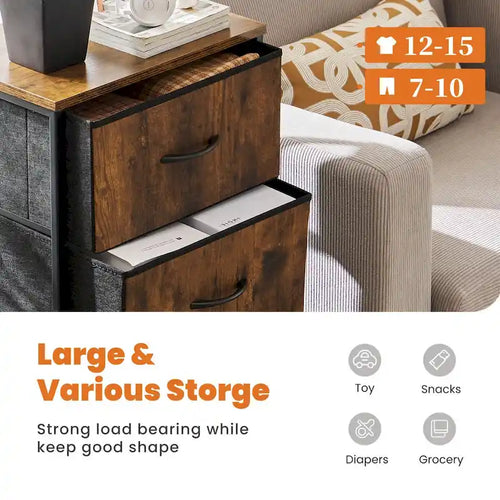 Commode à 4 tiroirs avec structure en métal et plateau en bois