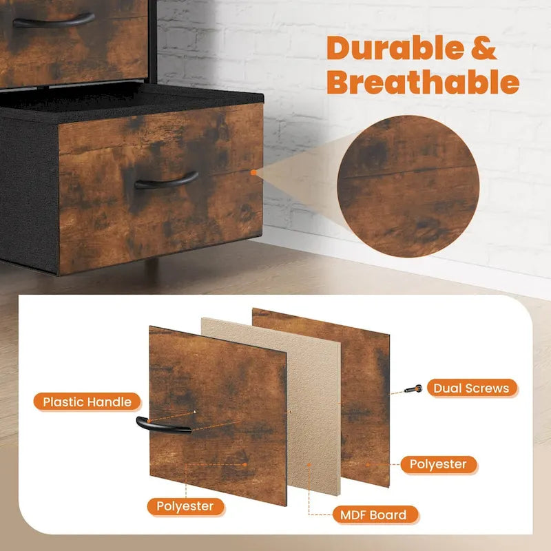 Commode à 4 tiroirs avec structure en métal et plateau en bois