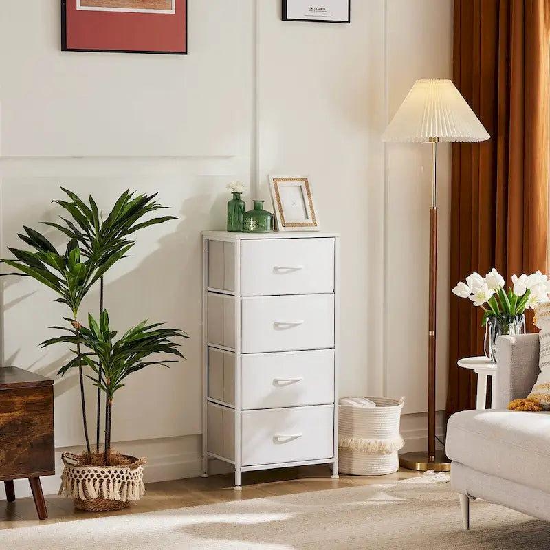 Commode à 4 tiroirs avec structure en métal et plateau en bois