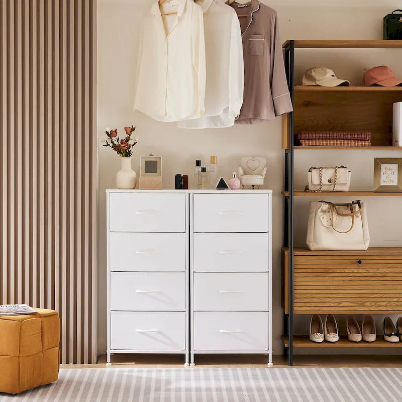 Commode à 4 tiroirs avec structure en métal et plateau en bois
