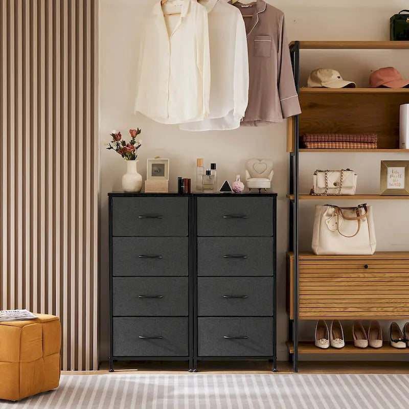 Commode à 4 tiroirs avec structure en métal et plateau en bois