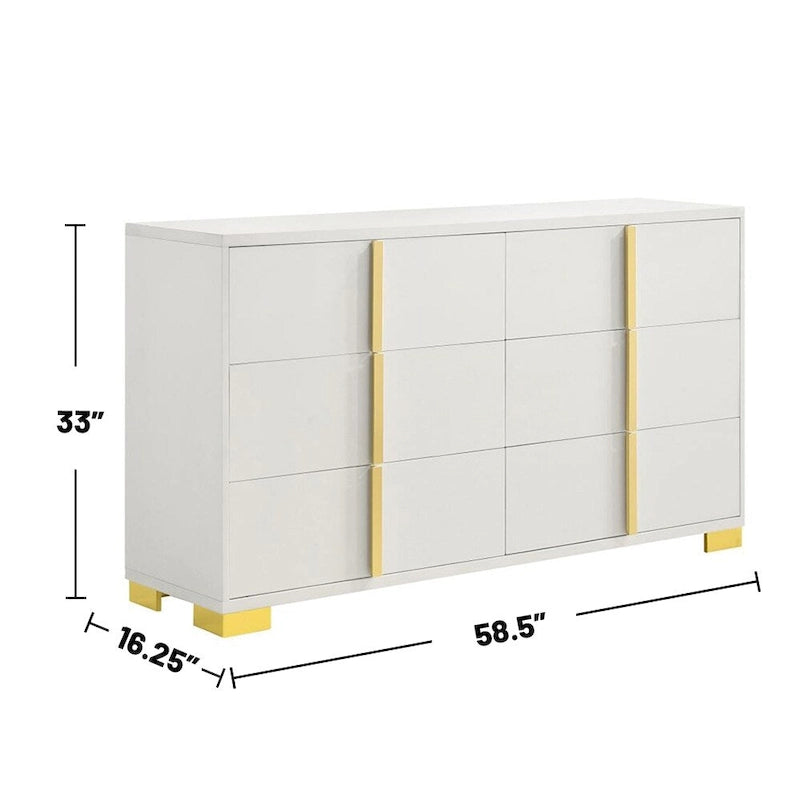 Commode en bois à 6 tiroirs avec quincaillerie en métal