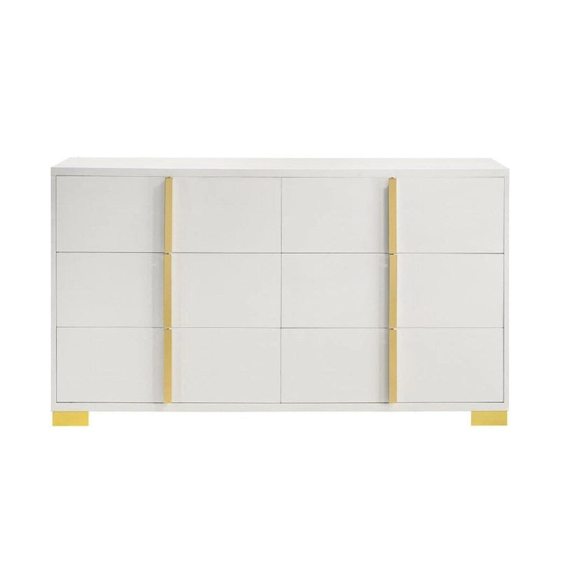 Commode en bois à 6 tiroirs avec quincaillerie en métal