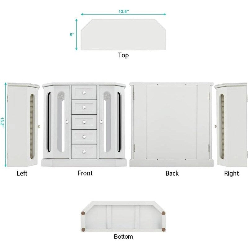 Boîte à bijoux - 5 cm (P) x 13,5 cm (L) x 13,2 cm (H)