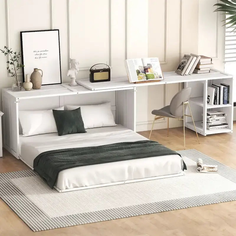 Lit escamotable Queen Size avec bureau pivotant