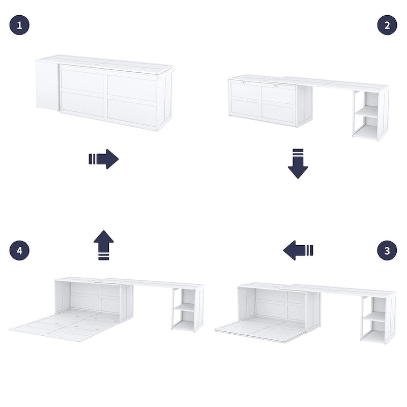 Lit escamotable Queen Size avec bureau pivotant