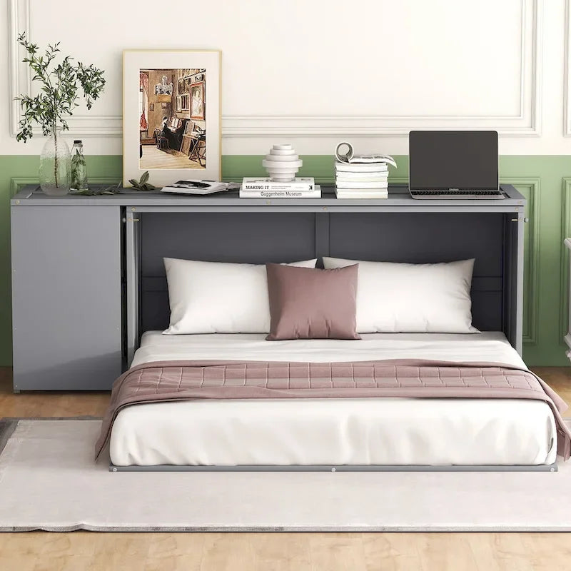 Lit escamotable Queen Size avec bureau pivotant