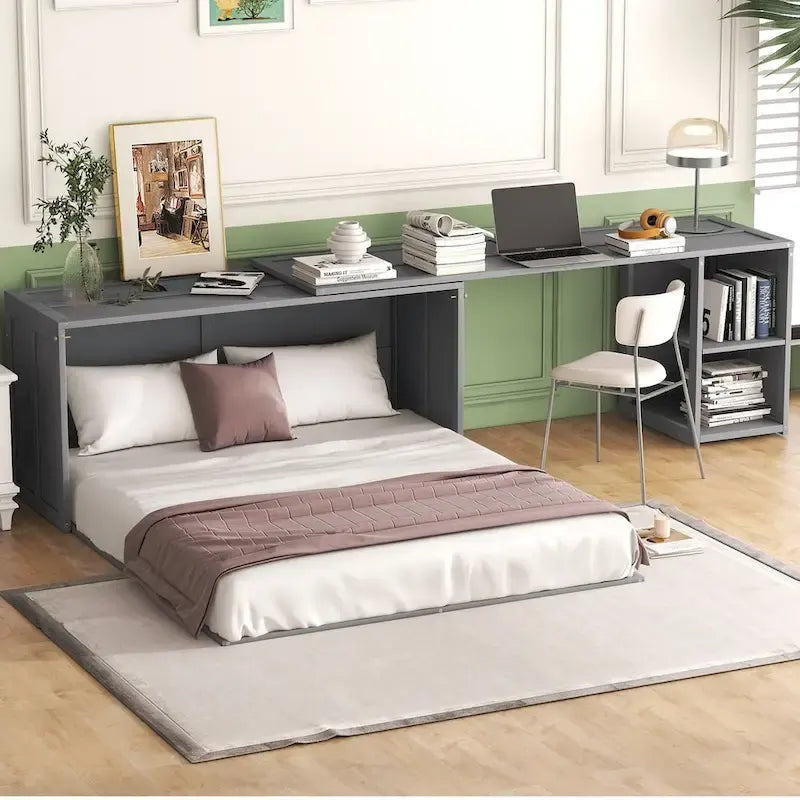 Lit escamotable Queen Size avec bureau pivotant
