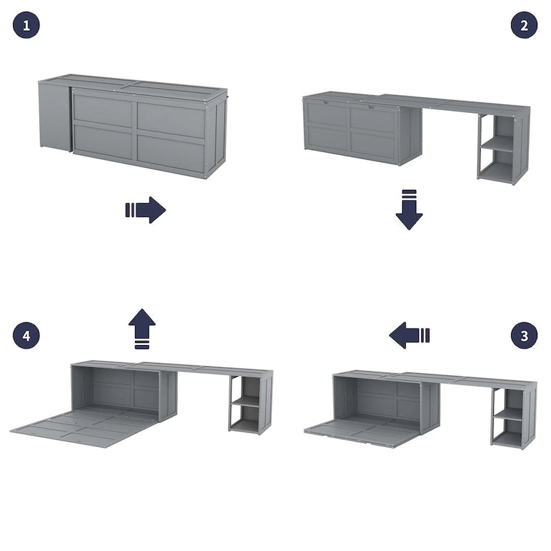 Lit escamotable Queen Size avec bureau pivotant