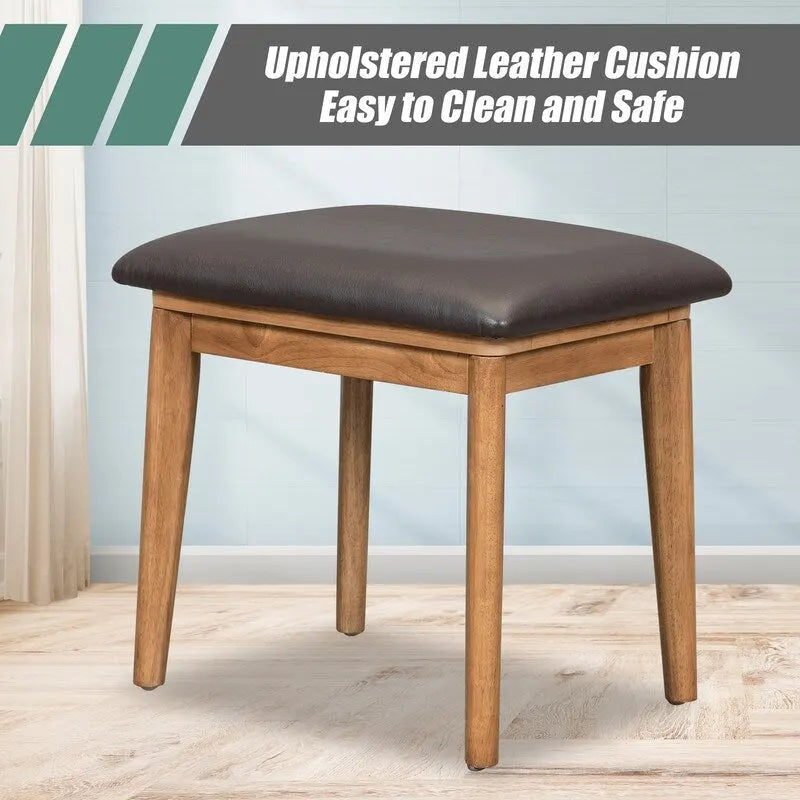Ensemble coiffeuse moderne Grondin avec miroir rabattable, tabouret rembourré et tiroirs, ensemble de maquillage 2 en 1 pour chambre à coucher