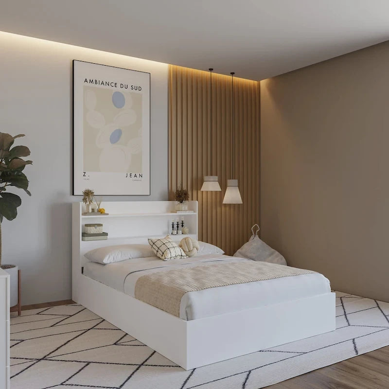 Lit plateforme Hunter avec tête de lit