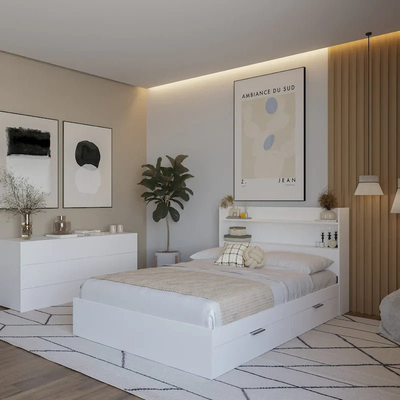 Lit plateforme Hunter avec tête de lit