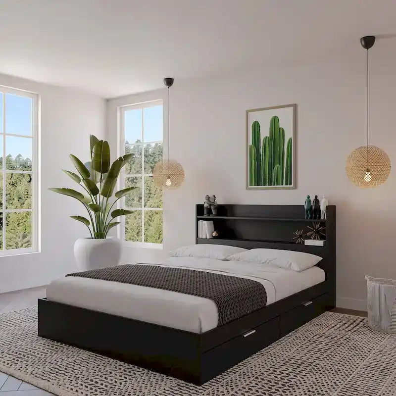 Lit plateforme Hunter avec tête de lit