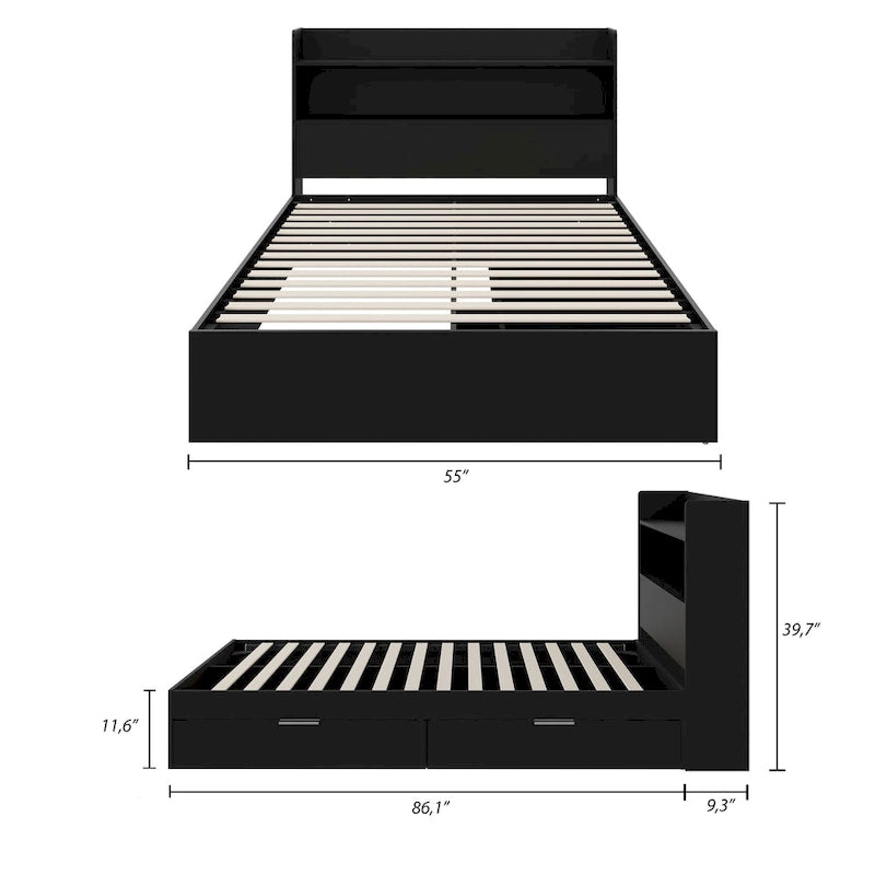 Lit plateforme Hunter avec tête de lit