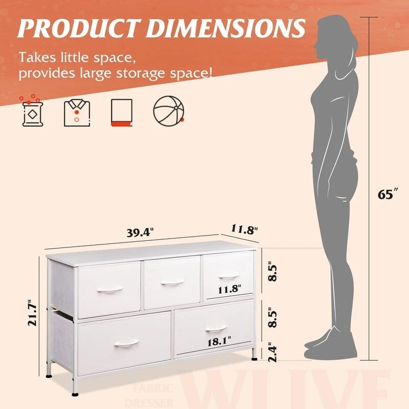 Commode pour chambre à coucher avec 5 tiroirs
