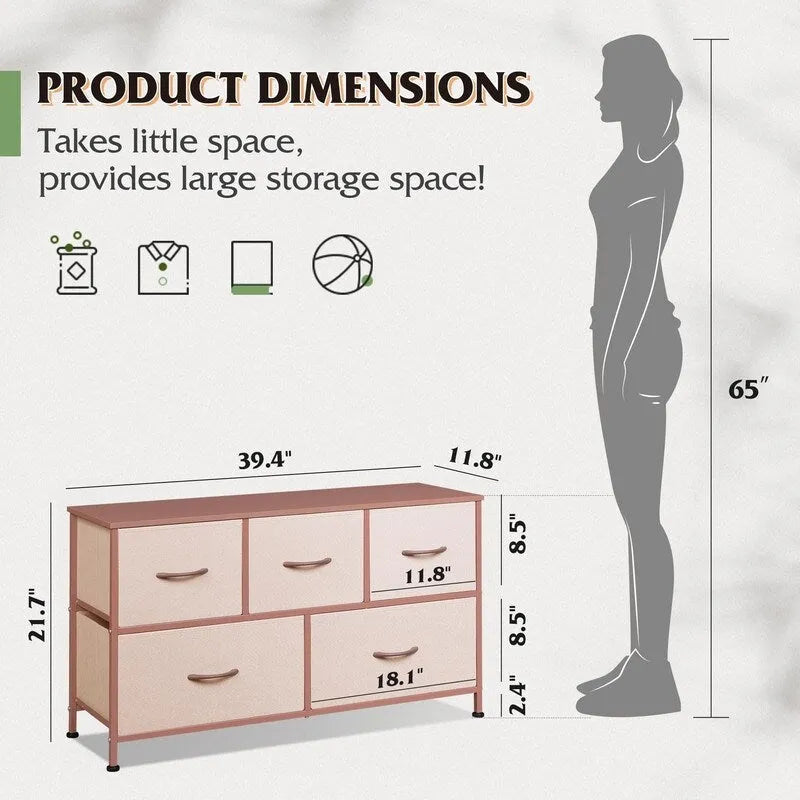 Commode pour chambre à coucher avec 5 tiroirs