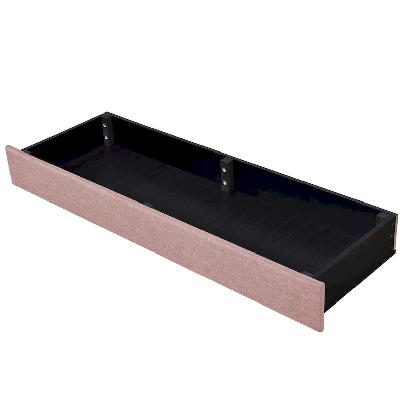 Lit plateforme CUSchoice Queen Size en lin rembourré avec 3 tiroirs et rangement