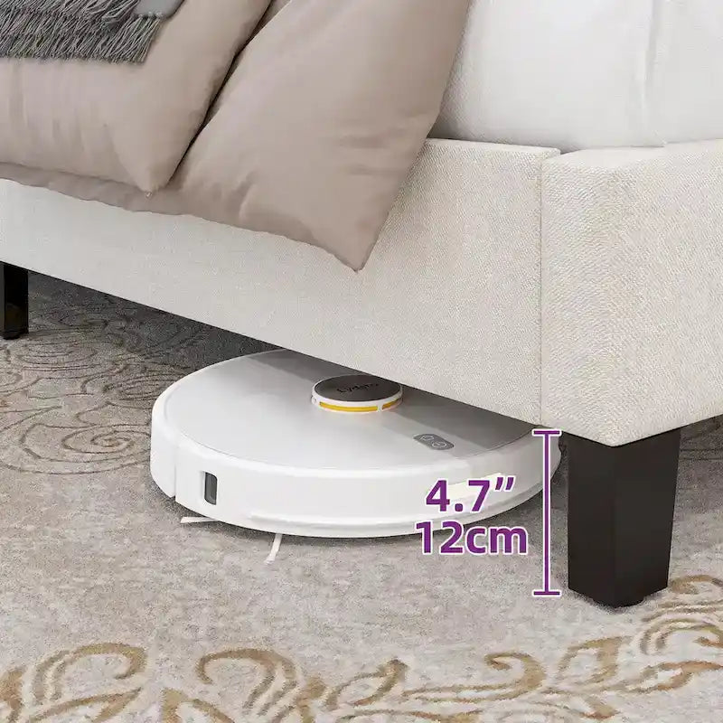 Lit plateforme Moasis en lin capitonné avec tête de lit réglable