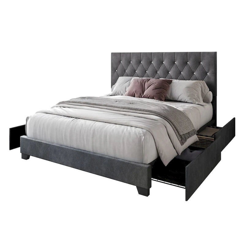 Lit plateforme de rangement capitonné Sheffield