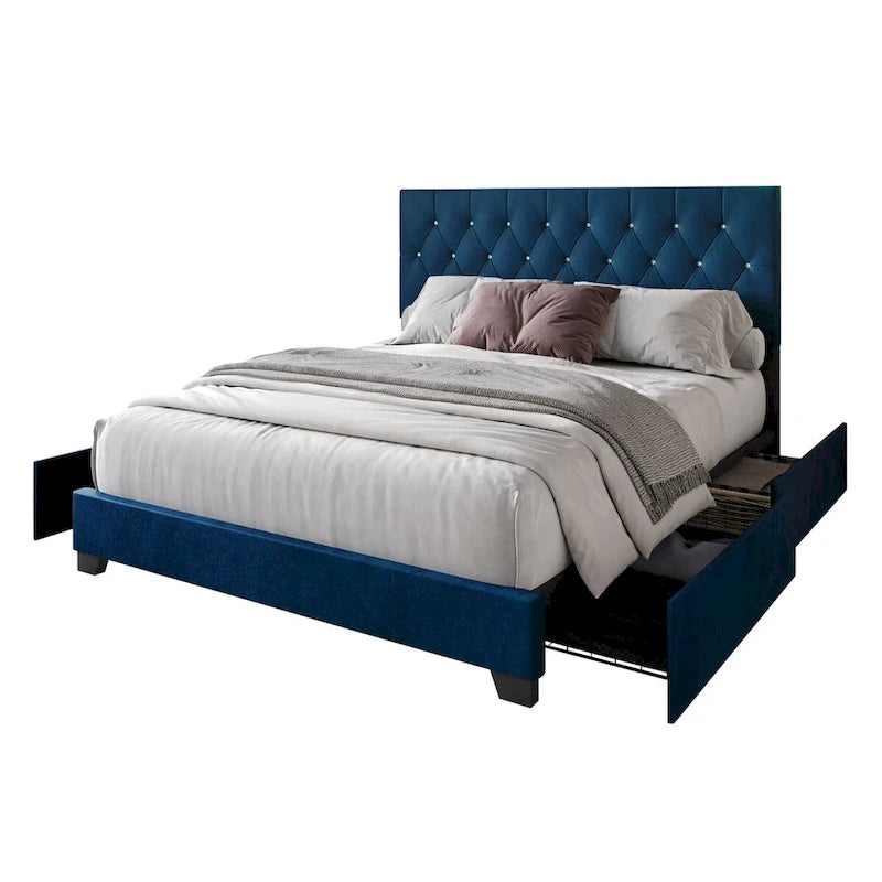 Lit plateforme de rangement capitonné Sheffield