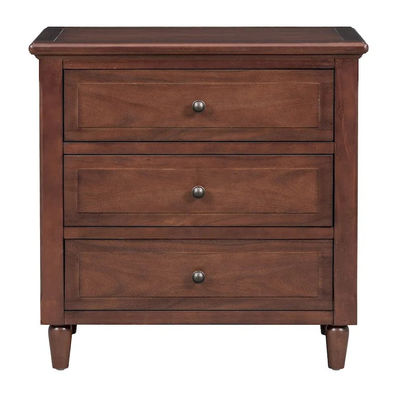 Table de chevet à 3 tiroirs avec meuble de rangement en bois