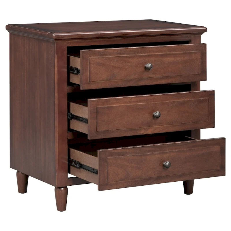 Table de chevet à 3 tiroirs avec meuble de rangement en bois