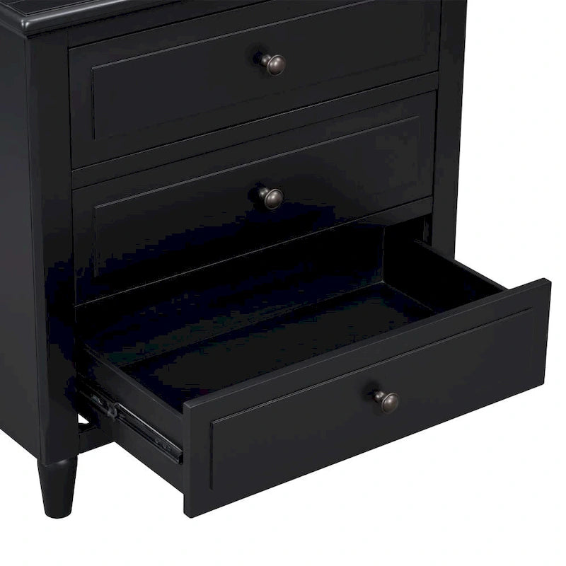 Table de chevet à 3 tiroirs avec meuble de rangement en bois
